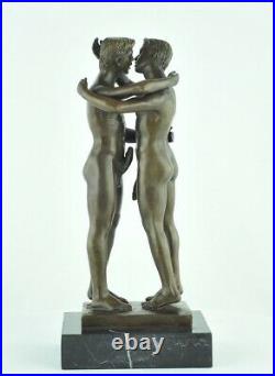 Statue Sculpture Couple Sexy Style Art Deco Bronze massif Signe