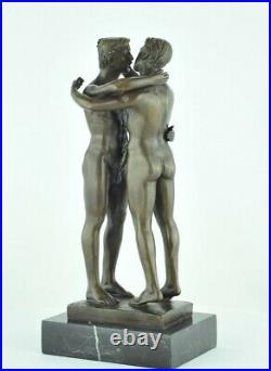 Statue Sculpture Couple Sexy Style Art Deco Bronze massif Signe