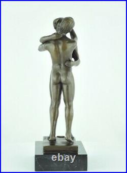 Statue Sculpture Couple Sexy Style Art Deco Bronze massif Signe