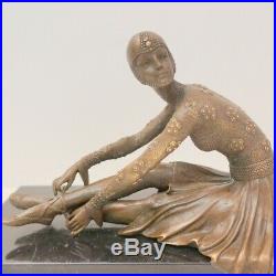 Statue Sculpture Danseuse Charleston Style Art Deco Bronze massif Signe