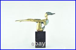 Statue Sculpture Danseuse Nue Acrobate Style Moderne Style Art Deco Bronze massi