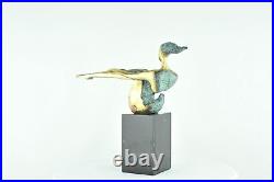 Statue Sculpture Danseuse Nue Acrobate Style Moderne Style Art Deco Bronze massi