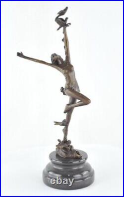 Statue Sculpture Danseuse Nue Sexy Style Art Deco Style Art Nouveau Bronze massi