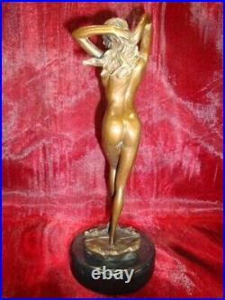 Statue Sculpture Demoiselle Nue Sexy Pin-up L'eveil Style Art Deco Style Art Nou