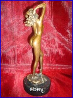 Statue Sculpture Demoiselle Nue Sexy Pin-up L'eveil Style Art Deco Style Art Nou