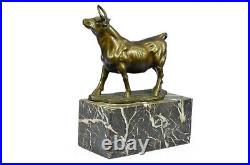 Statue Sculpture Fonte Bronze Signée Bull Art Déco Style Décor Maison Figure Nr