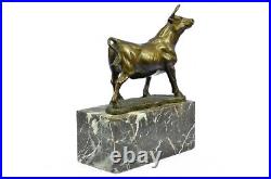 Statue Sculpture Fonte Bronze Signée Bull Art Déco Style Décor Maison Figure Nr