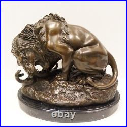 Statue Sculpture Lion Animalier Style Art Deco Style Art Nouveau Bronze massif S