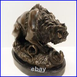 Statue Sculpture Lion Animalier Style Art Deco Style Art Nouveau Bronze massif S