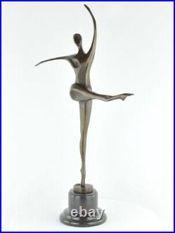 Statue Sculpture Nue Danseuse Acrobate Sexy Style Moderne Style Art Deco Bronze