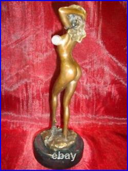 Statue Sculpture Nue Demoiselle Sexy Pin-up L'eveil Style Art Deco Style Art Nou