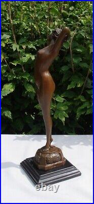 Statue Sculpture Nue Le reveil Pin-up Sexy Style Art Deco Style Art Nouveau Bron