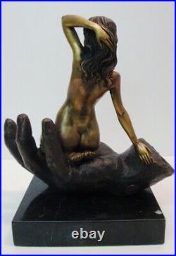 Statue Sculpture Nue Pin-up Sexy Style Art Deco Style Art Nouveau Bronze massif