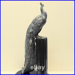 Statue Sculpture Paon Oiseau Animalier Style Art Deco Style Art Nouveau Bronze m