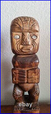 Statue Sculpture Tiki, Wood Oceanic Art Tahiti Polynesia Statuette Bois