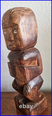 Statue Sculpture Tiki, Wood Oceanic Art Tahiti Polynesia Statuette Bois