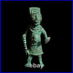 Statue africaine figurine guerrier en laiton sculpture art populaire cire