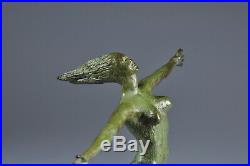 Statue bronze femme nue Art Déco Patine verte Old Sculpture Nude Woman brass