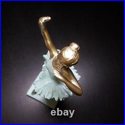 Statue sculpture figurine danseuse classique vert or vintage art déco N8181