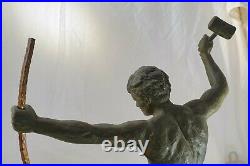 Statue signé G. HERVOR patine bronze ART DÉCO FORGERON 1930 sculpture