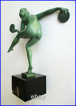 Statuette Art Deco Danse Païenne A. Derenne Bouraine Max Le Verrier Jolie Femme