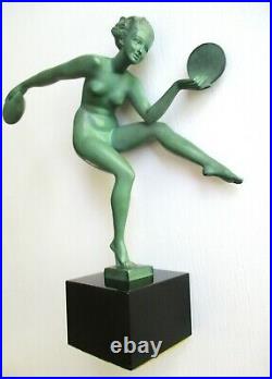 Statuette Art Deco Danse Païenne A. Derenne Bouraine Max Le Verrier Jolie Femme
