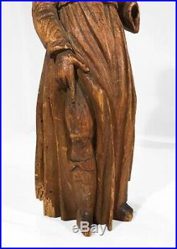 Statuette Saint Roch Montpellier bois sculpté art populaire XVII XVIII wood 28cm