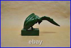 Statuette animalière céramique pélican vert signé D. H. Chiparus art déco 1930