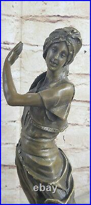 Style Art Nouveau Signée Bronze Gypsy Danseuse Statue Figurine Sculpture De