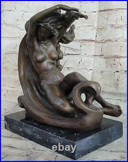 Style Art Nouveau Statue Femme Sirène Chair Bronze Vénus Sculpture Eve Italien