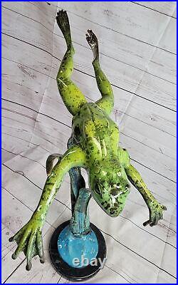 Style Art Nouveau Statue Sculpture Grenouille Faune Déco Bronze Ouvre