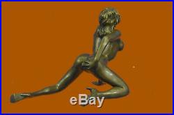 Substantiel Superbe Érotique Nu Bronze Statue Figurine Sculpture Art Déco Cire