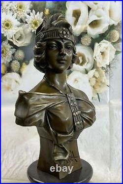 Superbe Buste Jeune Femme Par Villanis Art Déco Fonte Bronze Sculpture Statue
