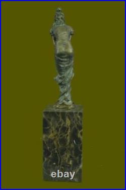 Superbe Original Fonte Bronze Sexy Fille Figurine Statue Sculpture Signée Art