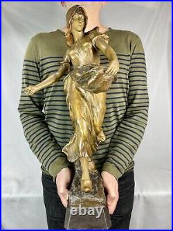 Superbe Sculpture Statue Terre Cuite Goldscheider Femme 1900 Art Nouveau Deco