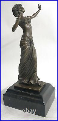 Superbe Vintage Style Lady Art Déco Bronze Métal Statue Sculpture Fonte Solde