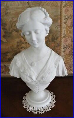 Superbe statue BUSTE FEMME BISCUIT signé A. GORY, SEVRES, Art Nouveau XIX éme