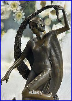 Thyrsus Danseuse Beau Qualité Signée Véritable Pure Bronze Statue Sculpture Art