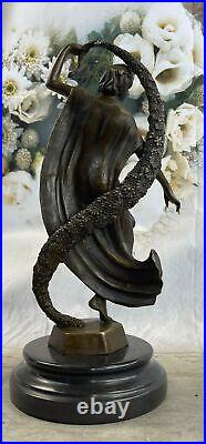 Thyrsus Danseuse Beau Qualité Signée Véritable Pure Bronze Statue Sculpture Art