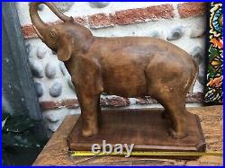 Très Belle Statue Elephant Sculpture bois Sculpté Art Origine France 1920