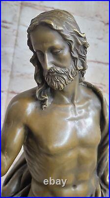 Très Rare Jésus Christ Dure Dîner Bronze Sculpture Statue Figurine Art