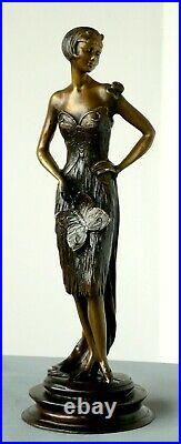 Très beau bronze art déco Femme papillon signé