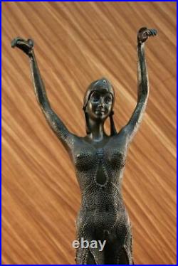 Véritable Bronze Art Déco Lady Dancer Statue Érotique Nu Sculpture Danseur