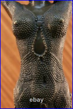 Véritable Bronze Art Déco Lady Dancer Statue Érotique Nu Sculpture Danseur