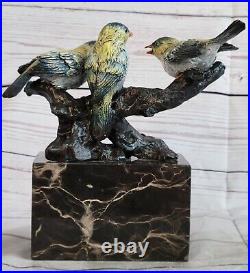 Véritable Bronze Art Déco Love Oiseaux Collector Édition Marbre Statue Figurine