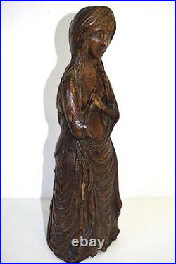 Vierge Bois Sculpté Art populaire XVIII ou XIX ème wood carved religion