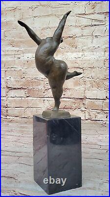 Vintage Abstrait Art Moderne Fonte Bronze Statue Marbre Base Figurine Décor