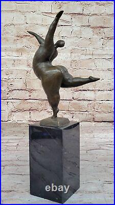 Vintage Abstrait Art Moderne Fonte Bronze Statue Marbre Base Figurine Décor