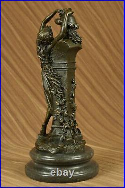 Vintage Bronze Statue / Sculpture De Satyre Avec Nymphe Art Déco Érotique Lrg