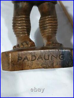 Vintage Kayan Padaung cou anneau sculpture sur bois de inle Tribal Art Statue